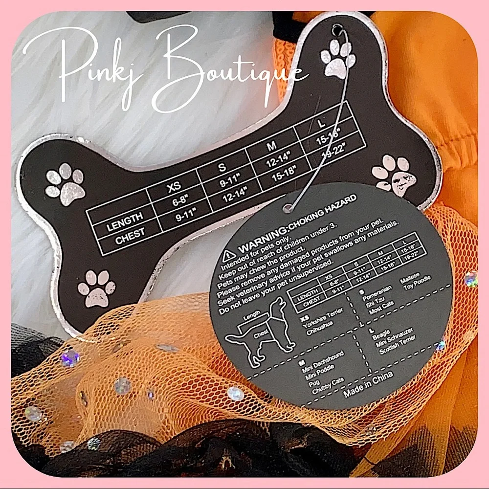 Orange Halloween Pumpkin Tutu Dress for Dogs! NWT 🐾🧡🖤🐾